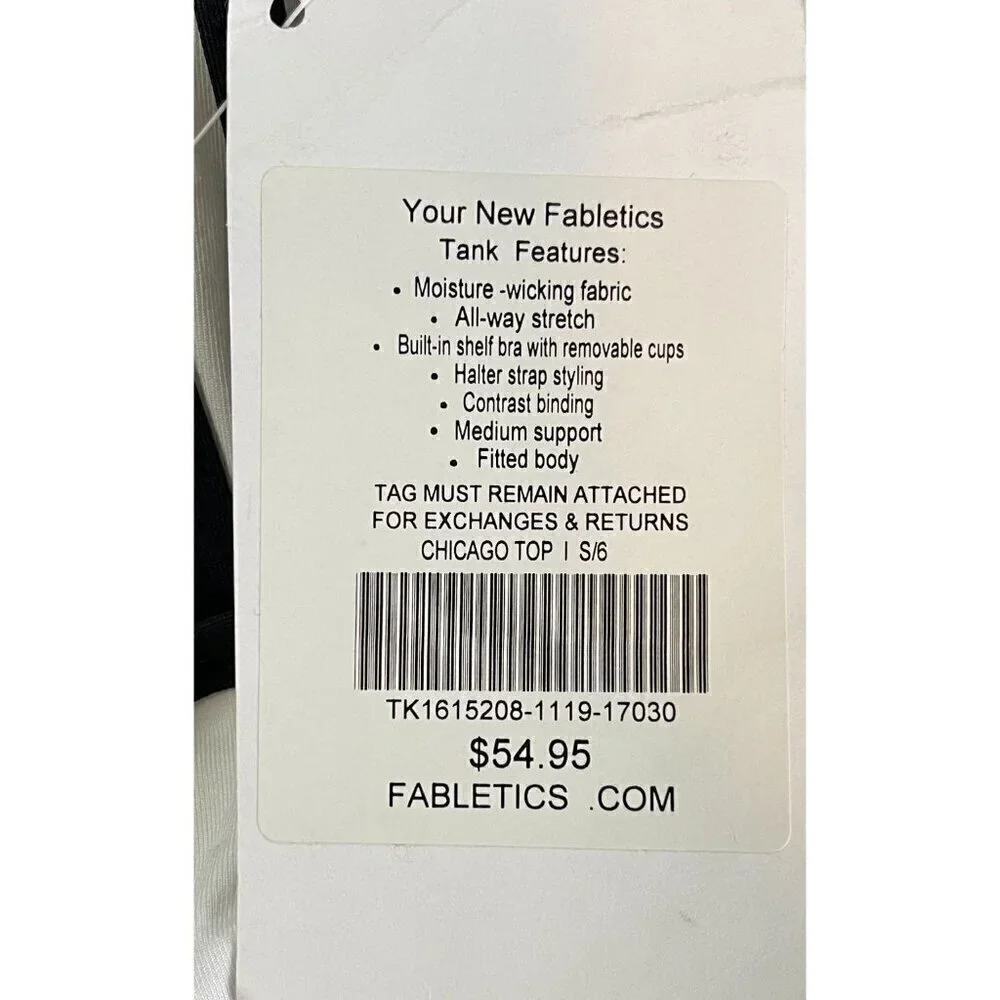 NWT Fabletics Chicago White/Black High Neck Active Wear Tank Small - Picture 9 of 9